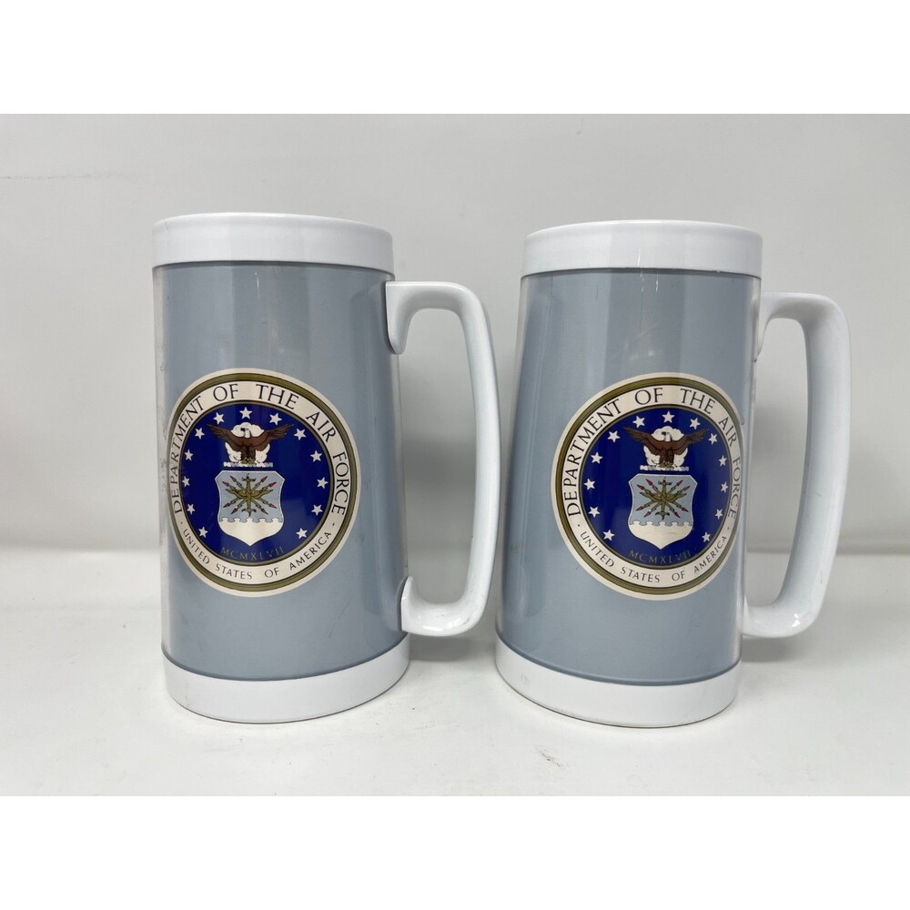 2x VTG 80's Department of the Air Force Plastic Mug Thermo Serv U.S.A.